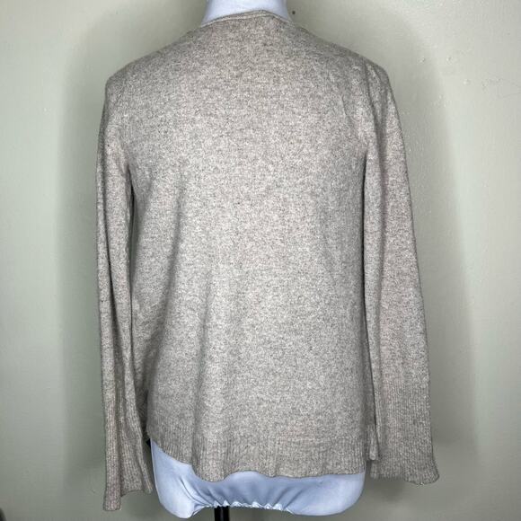 Maison 1.2.3 Paris Cashmere Cardigan M/L Womens Beige Ruffle Embellished Open - Picture 4 of 12